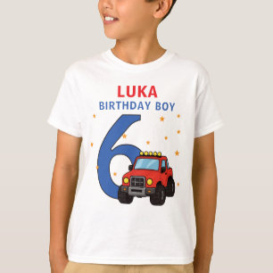 Camiseta Nome do Caminhão Monstro Idade Aniversário de 6 an