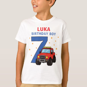 Camiseta Nome do Caminhão Monstro Idade Aniversário de 7 An