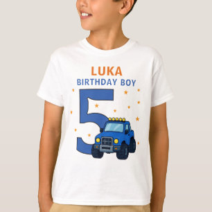 Camiseta Nome do Caminhão Monstro Idade Aniversário Menino