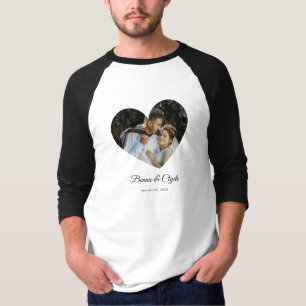 Camiseta Nome do Casal Coração Romântico Data Personalizado