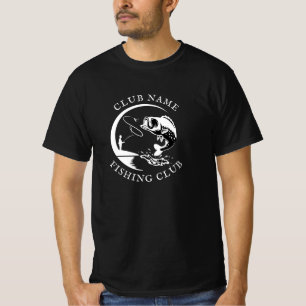 Camiseta Nome do Clube de Pesca Peixe Negro Branco