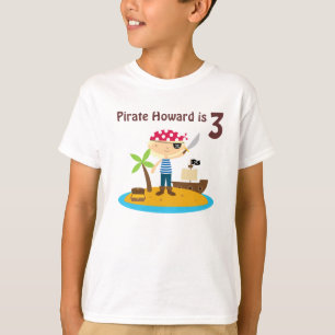 Camiseta Nome do costume do menino do aniversário do pirata