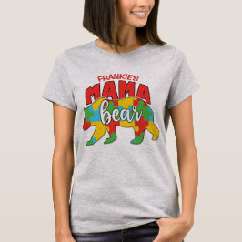 Camiseta Nome do Filho Personalizado Mamãe Urso Conscientiz