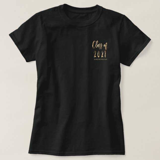 Camiseta Nome do formando Faux Dourado Brown Classe de 2021 (Frente do Design)