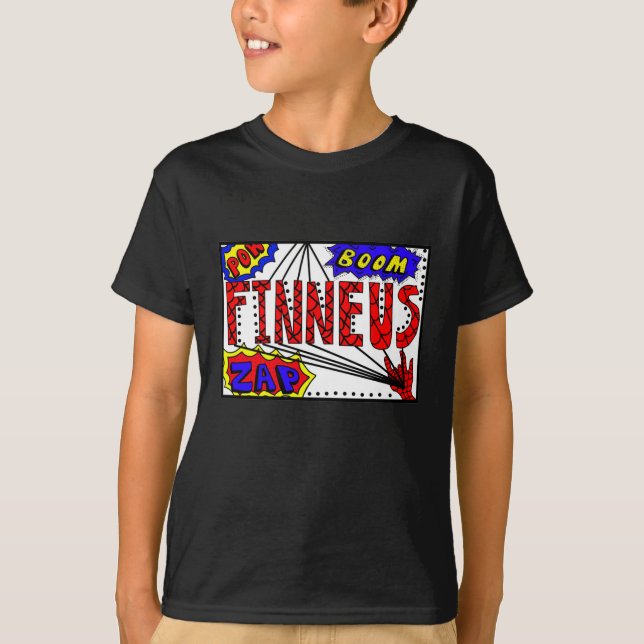 Camiseta Nome do garoto Finneus Spider Web Super Powers (Frente)