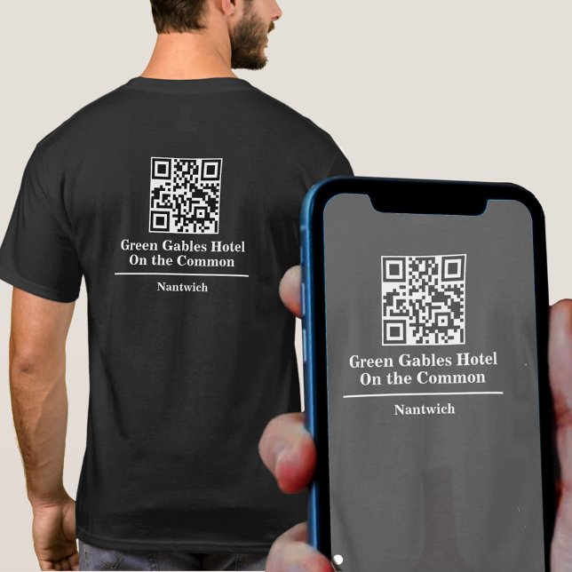 Camiseta Nome do Hotel ou Restaurante com Código QR (Criador carregado)