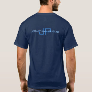 Camiseta Nome do Impressão do Monograma do Marinho Azul Mod