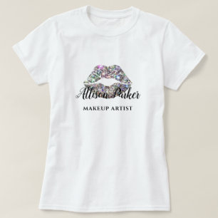 Camiseta Nome do Kiss do Logotipo Glitter ARTIST MAKEUP