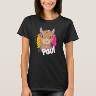 Camiseta Nome do Menino Bonito PAUL com uma Vaca adorável