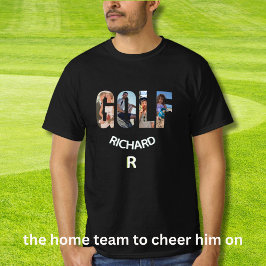 Camiseta Nome do Monograma de Fotografia de Golf Divertido
