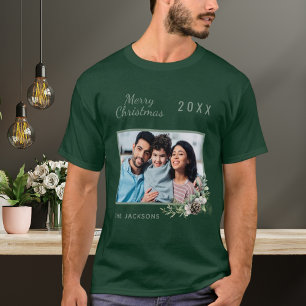 Camiseta Nome do pinho do cone da foto da família natalina