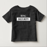 Camiseta Nome do Portador do Anel de Segurança do Anel<br><div class="desc">Faça com que o seu portador sinta-se especial com esta t-shirt de segurança do anel. Clique em - personalizar - para adicionar facilmente seu nome personalizado. Na moda e design branco.</div>
