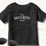 Camiseta Nome do Portador do Anel de Segurança do Anel<br><div class="desc">Faça com que o seu portador sinta-se especial com esta t-shirt de segurança do anel. Clique em - personalizar - para adicionar facilmente seu nome personalizado. Na moda e design branco.</div>
