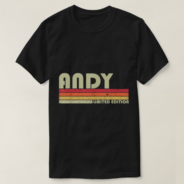 Camiseta Nome do presente ANDY Personalizado Funny Retro Vi (Frente do Design)