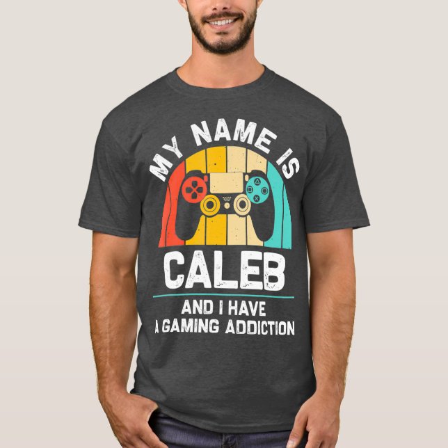 Camiseta Nome do presente CALEB Geek de jogos personalizado (Frente)