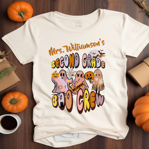 Camiseta Nome do Professor do 2º ano do Halloween Retro Gho