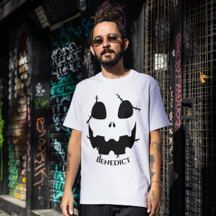 Camiseta Nome do rosto da abóbora-de-bico-de-lanterna do Ha