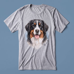 Camiseta Nome do Script de Retrato de Pet em Aquarela Woofw