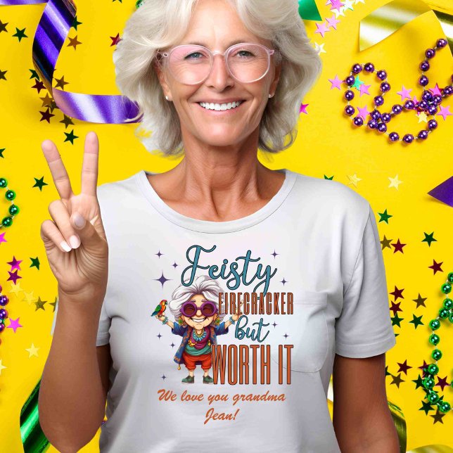 Camiseta Nome do Sentimento da Avó Sassy Personalizada (Criador carregado)