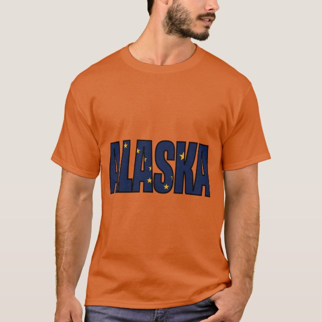 Camiseta Nome do Sinalizador do Estado do Alasca Design (Frente)