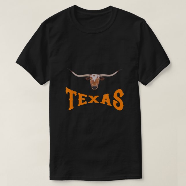 Camiseta Nome do Texas com Cabeça Longhorn Steers (Frente do Design)