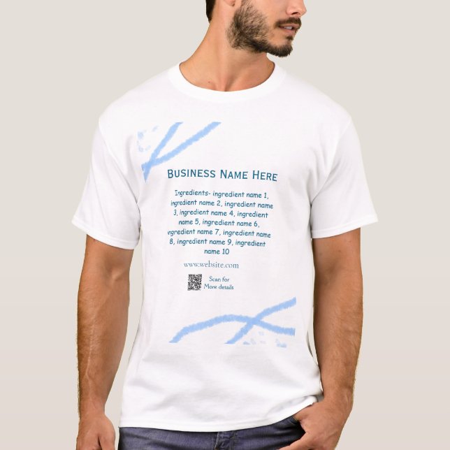 Camiseta Nome dos ingredientes adiciona nome comercial webs (Frente)