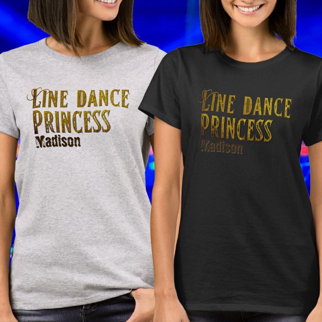 Camiseta Nome dourado da princesa de dança de linha (Criador carregado)