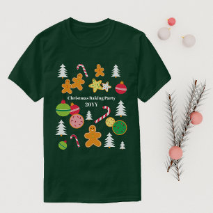 Camiseta Nome e Ano do Evento do Tema do Pão de Natal