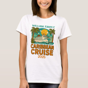 Camiseta Nome e data personalizados do Caribe Cruise