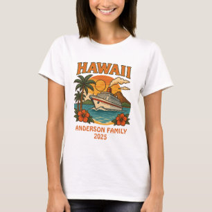 Camiseta Nome e data personalizados do Hawaii Cruise