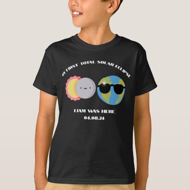 Camiseta Nome e data personalizados do ícone Solar Eclipse  (Frente)