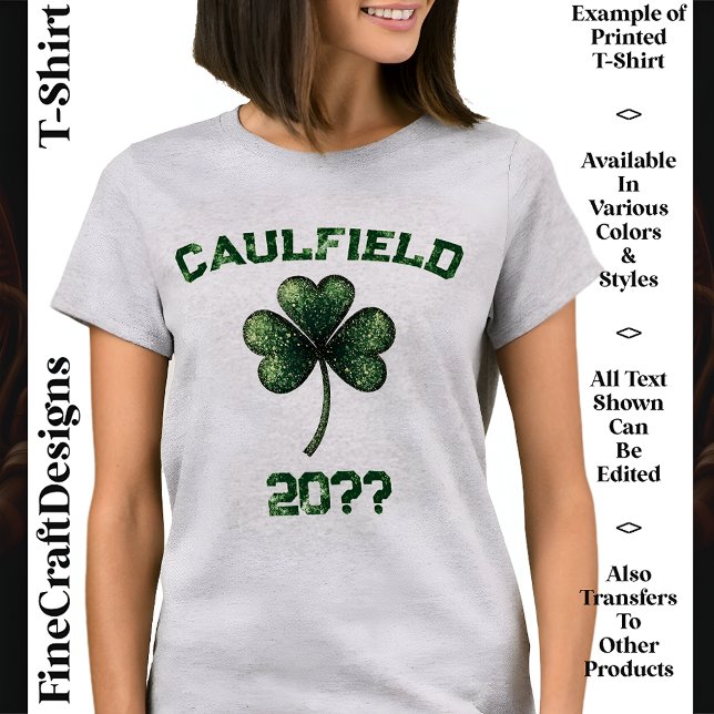 Camiseta Nome e data personalizados, Shamrock, dia de Patri (Criador carregado)