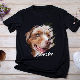 Camiseta Nome e Foto de Pet com Tipografia Moderna Simples