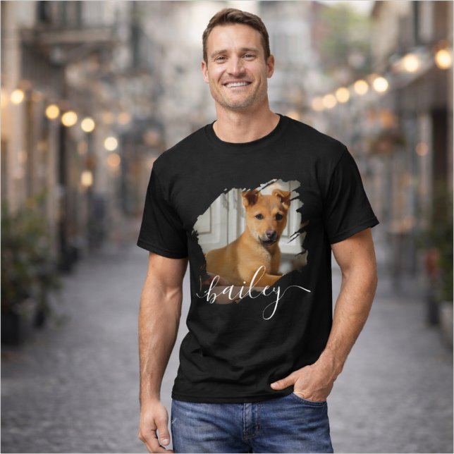 Camiseta Nome e Foto de Tipografia Moderna Simples de Pet (Criador carregado)