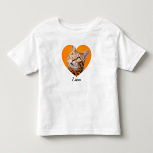 Camiseta Nome e Foto do Pet com Tipografia Moderna e Coraçã