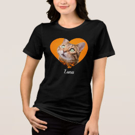 Camiseta Nome e Foto do Pet com Tipografia Moderna e Coraçã