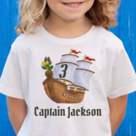Camiseta Nome e Idade do Pirata no Aniversário
