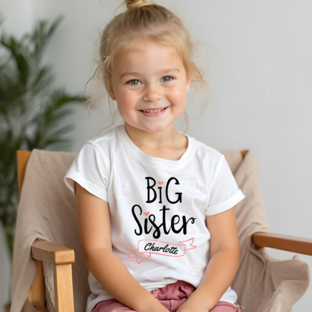 Camiseta Nome e Monograma do Anúncio da Big Sister Baby (Big Sister Baby Announcement Name & Monogram Tri-Blend Shirt)