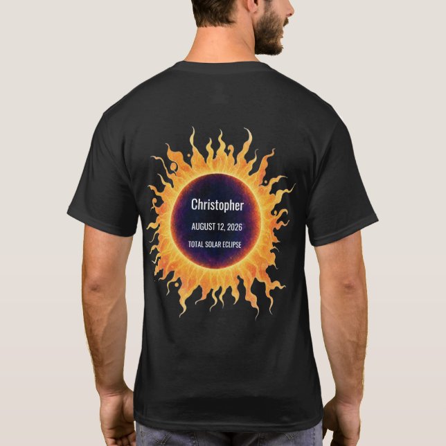Camiseta Nome Eclipse Solar Total Aquarela Ousada  (Verso)