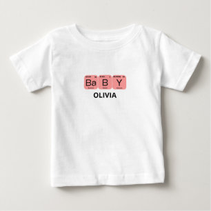 Camiseta Nome Editável do Elemento de Mesa Periódico do Beb
