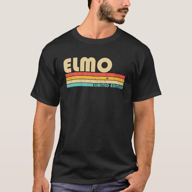 Camiseta Nome ELMO Personalizado Funny Retro Vintage Birthd (Frente)