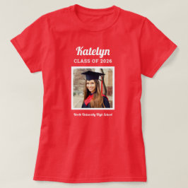 Camiseta Nome em Letra Cursiva Foto Turma de 2026 Vermelha