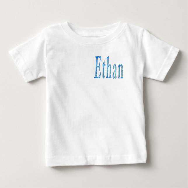 Camiseta Nome Ethan Estrelado Azul, (Frente)