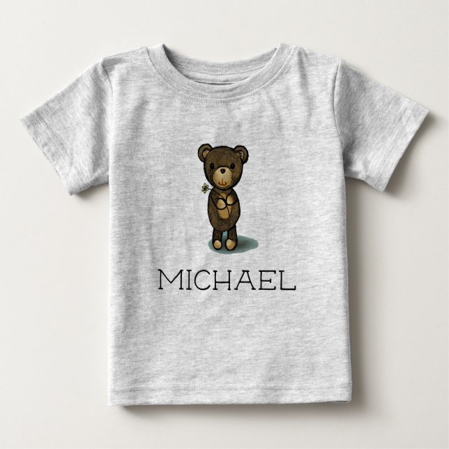 Camiseta Nome feito sob encomenda/urso de ursinho bonito (Frente)