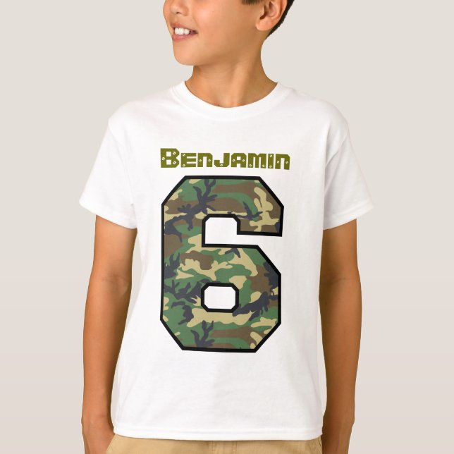 Camiseta Nome feito sob encomenda V032 de Camo do 6o (Frente)