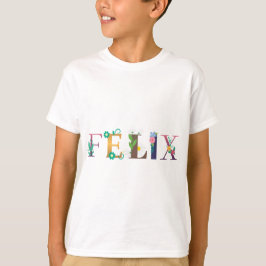 Camiseta Nome FÉLIX Arte Com Flores Bordadas