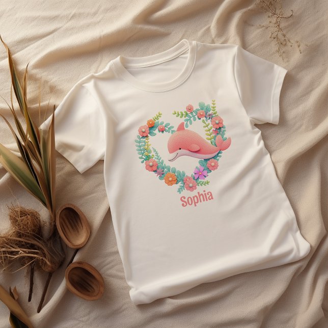 Camiseta Nome Floral Whale Heart Love (Criador carregado)