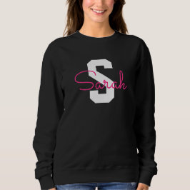 Camiseta Nome Fofo & Monograma | Preto Branco & Rosa