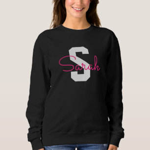 Camiseta Nome Fofo & Monograma   Preto Branco & Rosa