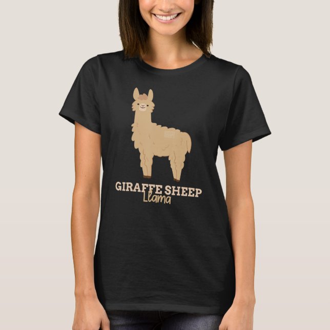 Camiseta Nome Funny Animal Giraffe Sheep Llama (Frente)